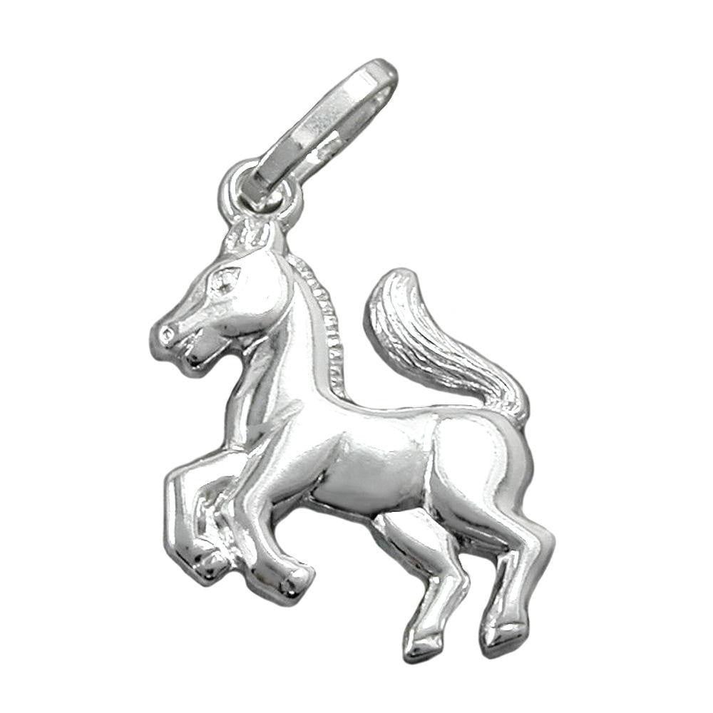 Pendant 12mm Horse Shiny Silver 925
