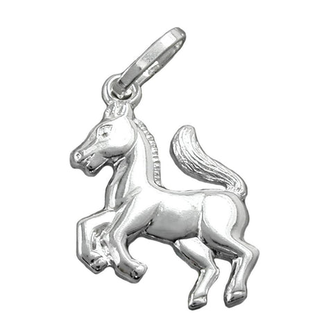 Pendant 12mm Horse Shiny Silver 925