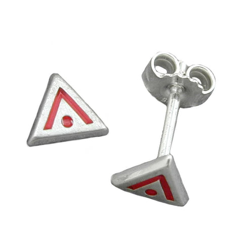 Earrings Triangle Red Signs Silver 925