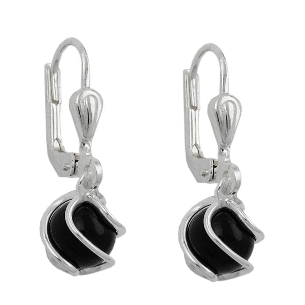 Earrings Leverback Onyx 6mm Silver 925