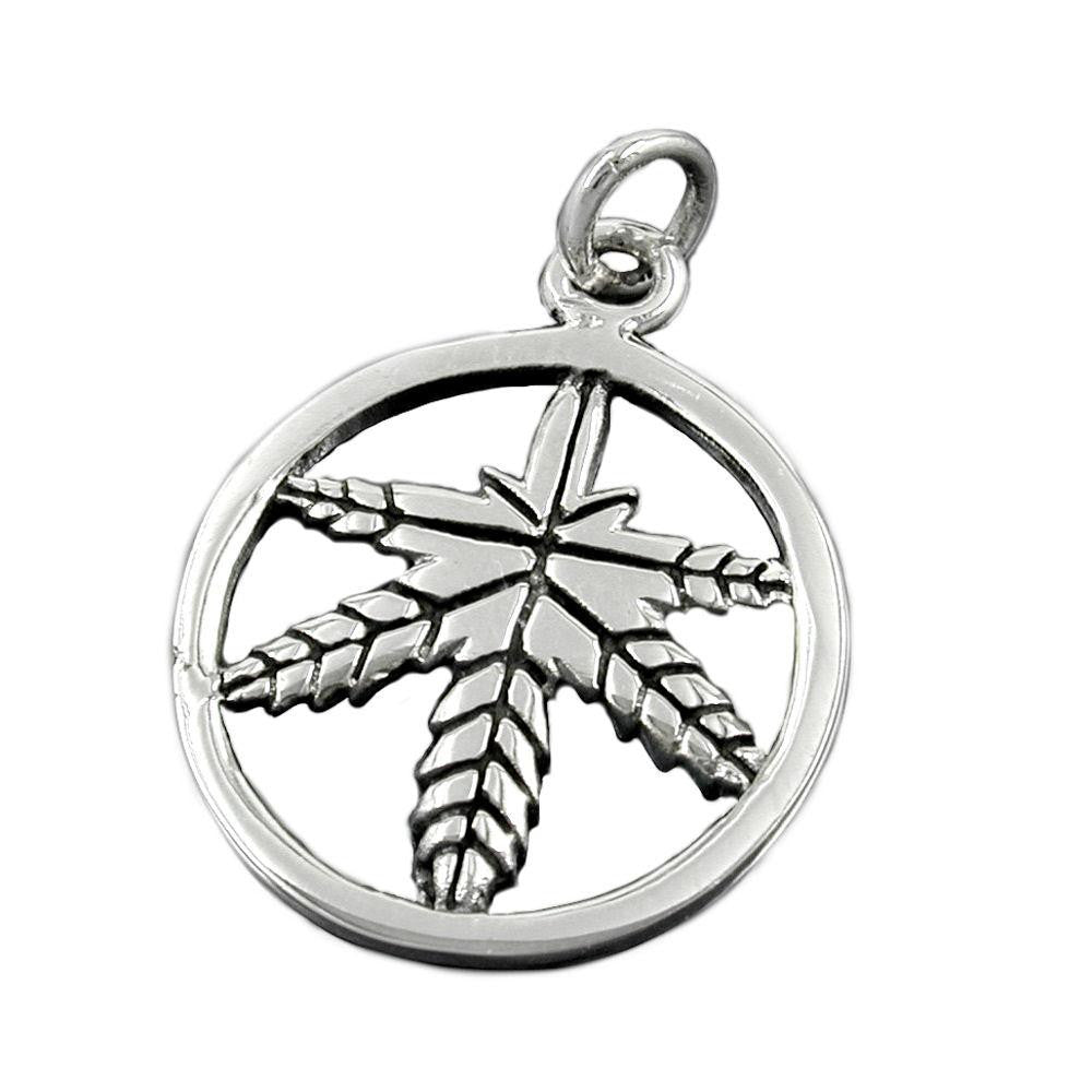 Pendant Cannabis Oxidised Silver 925