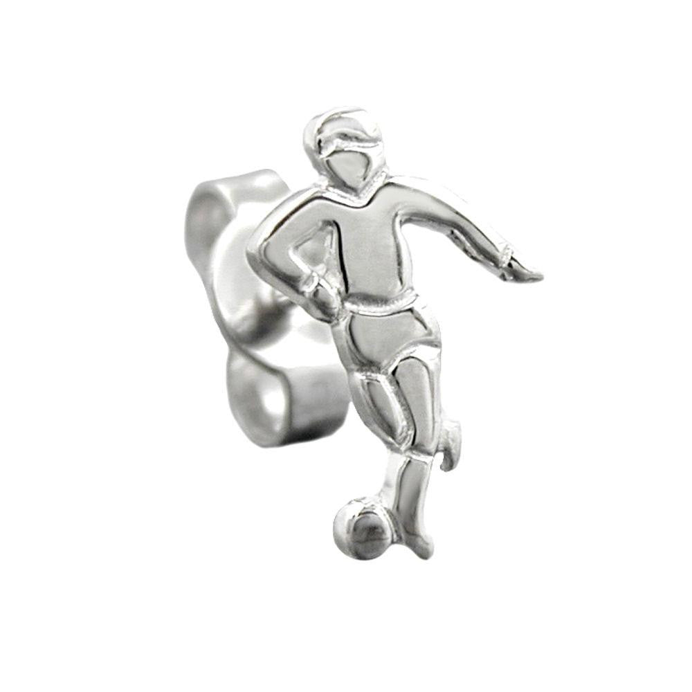 Stud Earring Football Player Silver 925