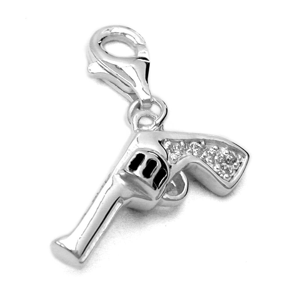 Charm Pendant Revolver Gun Silver 925