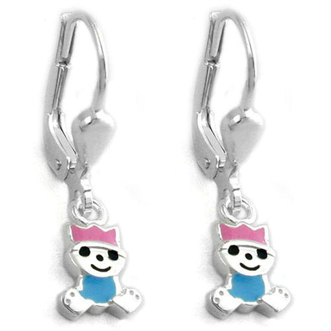 Earring Leverback Pink-blue Silver 925