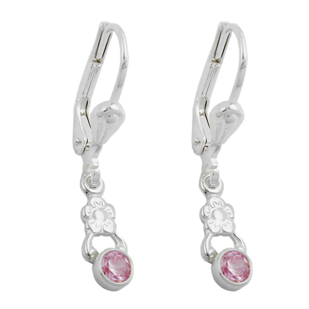 Leverback Earring Flower Pink Silver 925