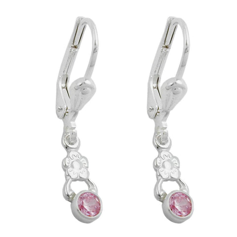 Leverback Earring Flower Pink Silver 925