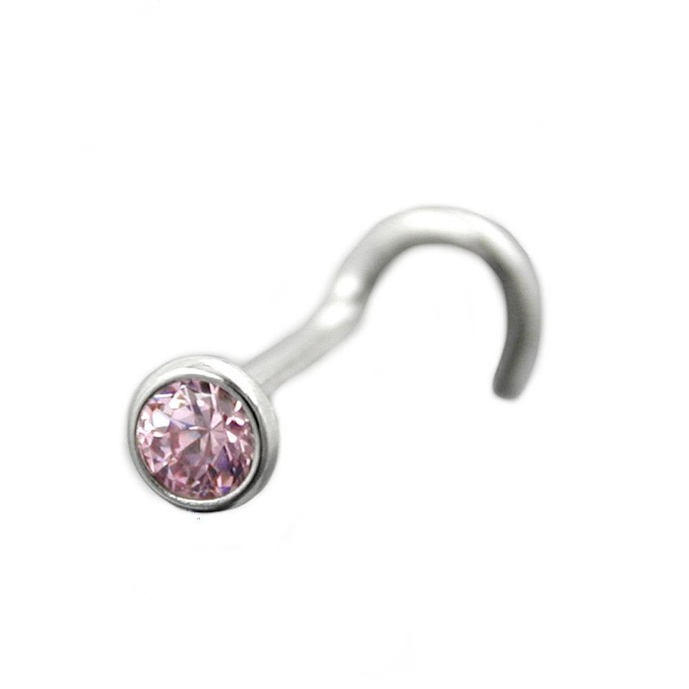 Nose Screw Pink Zirconia Silver 925