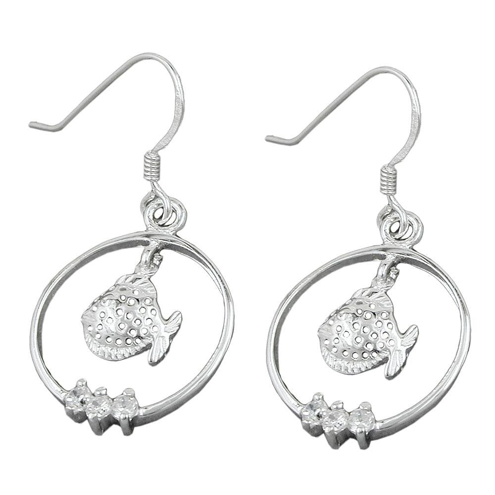 Earrings Fish Zirconia Silver 925
