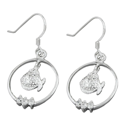 Earrings Fish Zirconia Silver 925