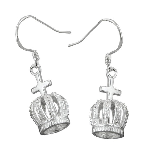 Earrings Crown With Cross Silver 925