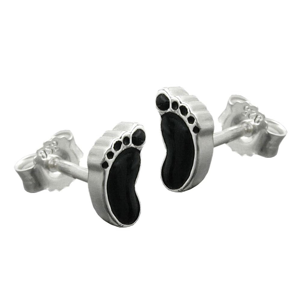 Earrings Studs Black Foots Silver 925
