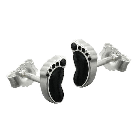 Earrings Studs Black Foots Silver 925