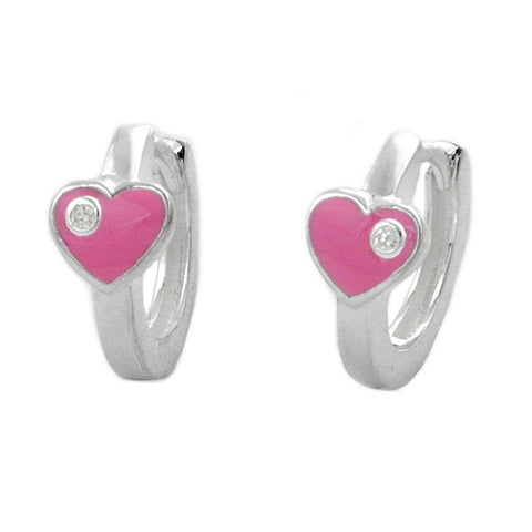 Hoop Earrings Heart 6mm Silver 925