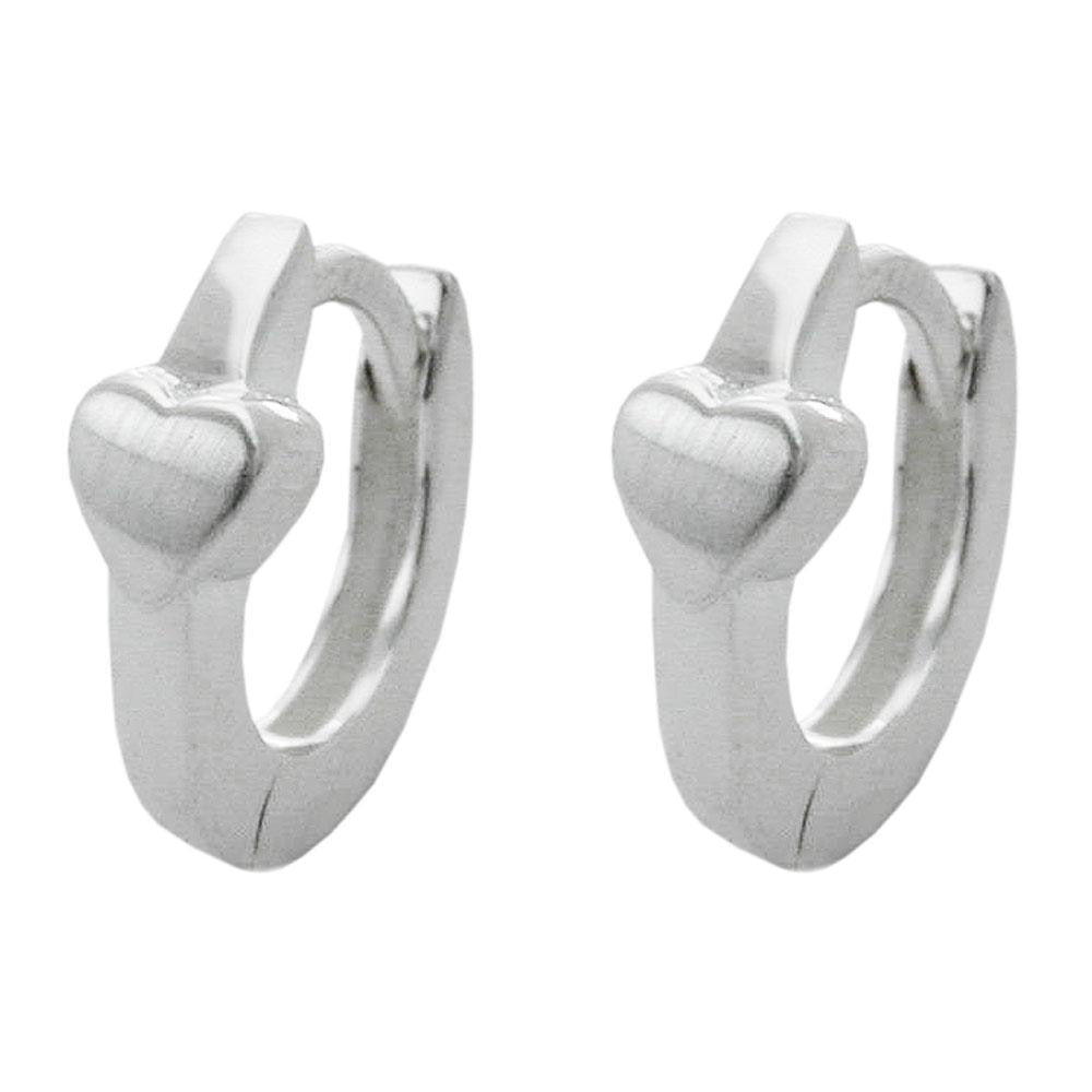 Hinged Hoops Earrings Heart Silver 925