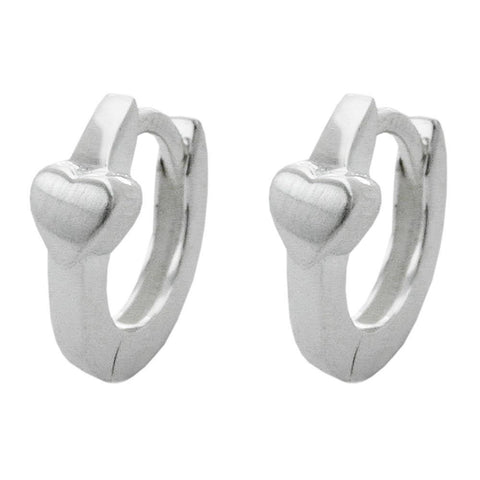 Hinged Hoops Earrings Heart Silver 925