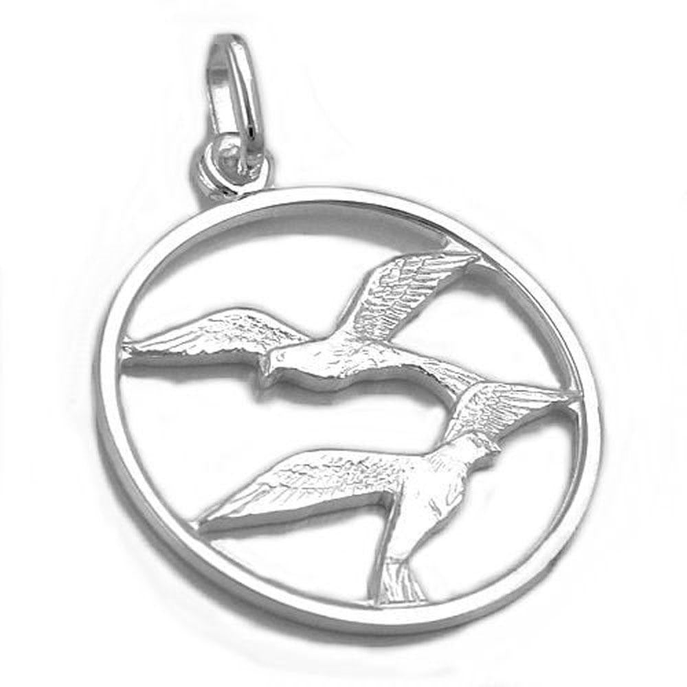 Pendant 2 Flying Birds,silver 925