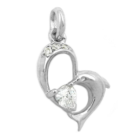 Heart- Dolphin Pendant With Zirconia Silver 925