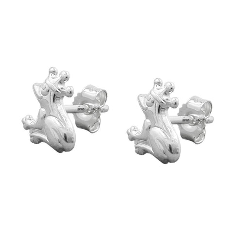 Earstuds Frog With Crown Silver 925