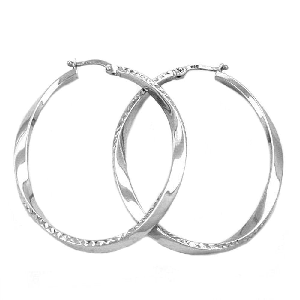 Hoop Earrings Oval Shape Silver 925