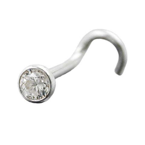 Nose Screw Zirconia White Silver 925