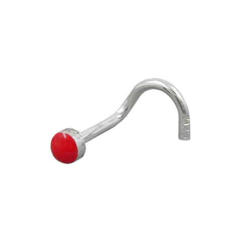 Nose Screw Red Enamel Silver 925