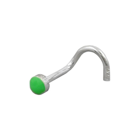 Nose Screw Green Enamel Silver 925