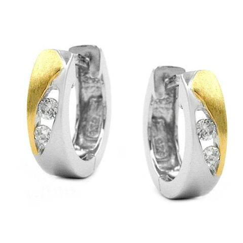Hoop Earrings Two Tone Silver 925