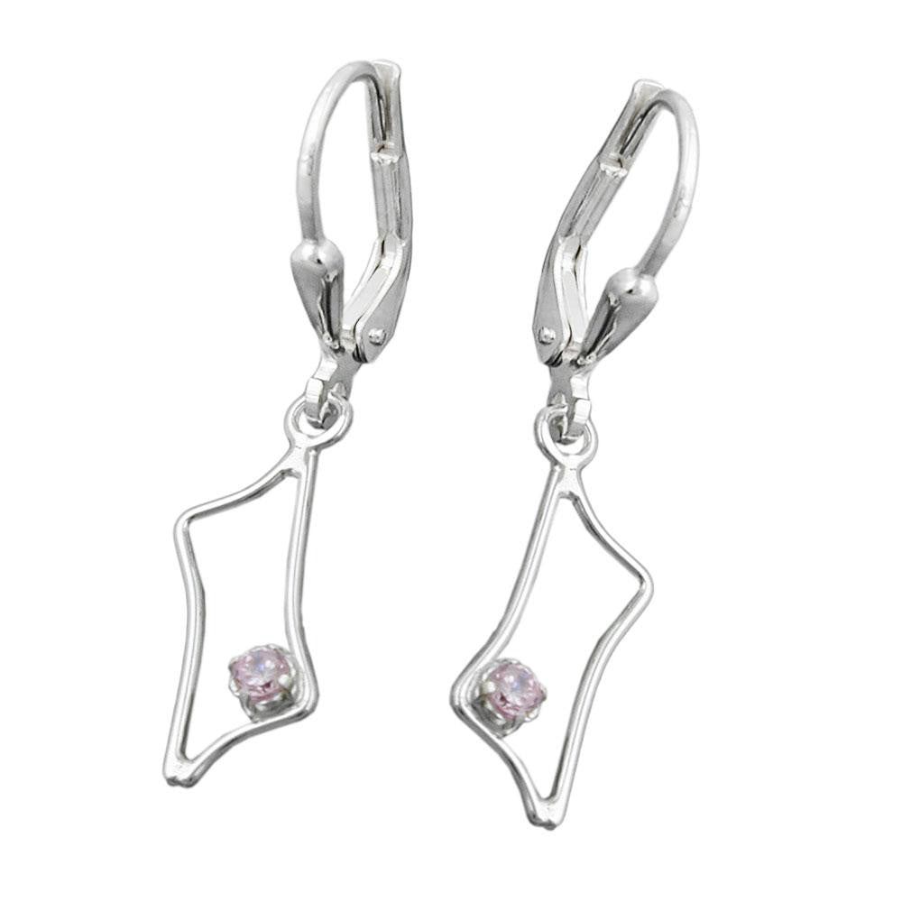 Leverback Earrings Pink Zirconia Silver 925