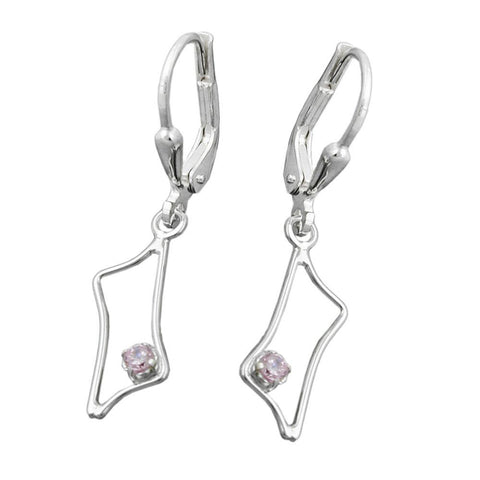 Leverback Earrings Pink Zirconia Silver 925