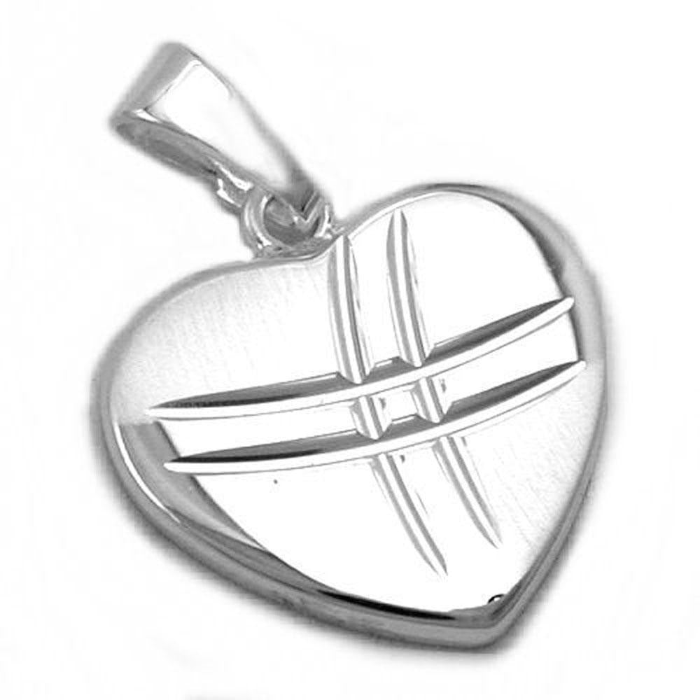 Pendant Heart Shiny - Matt Silver 925