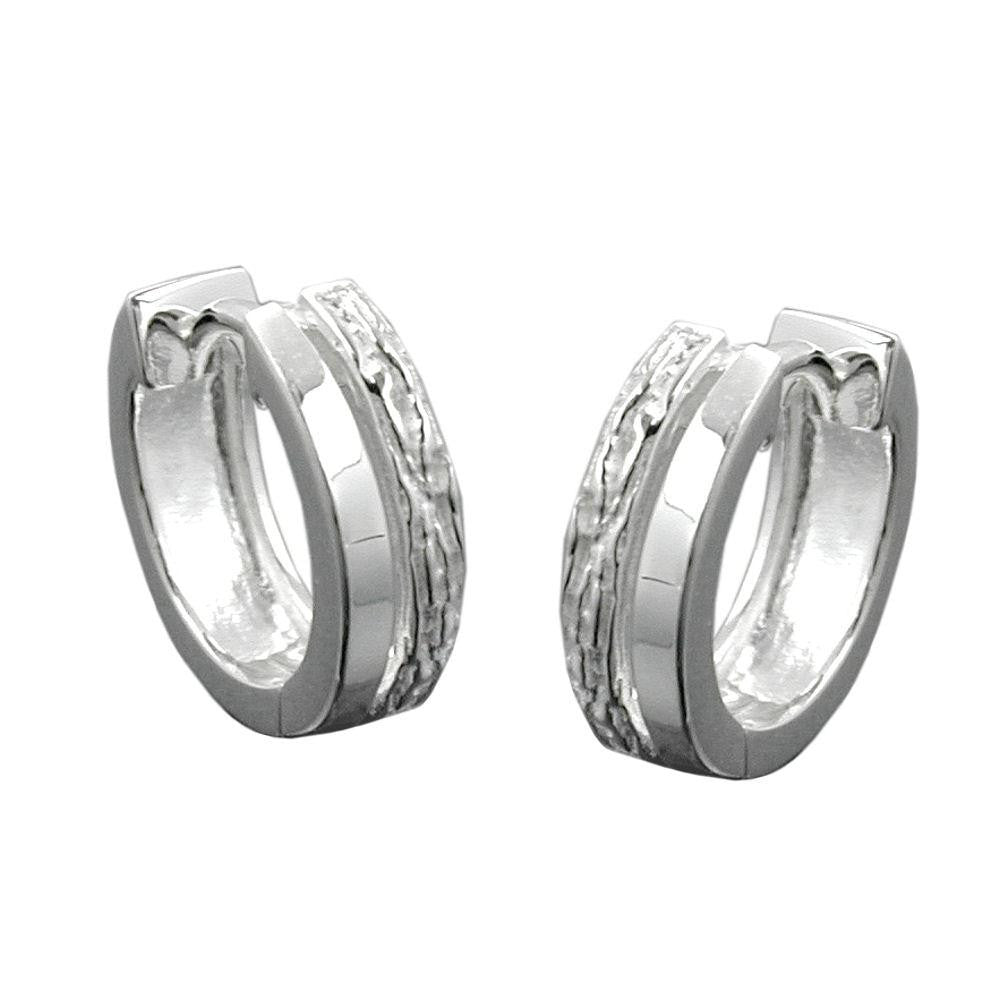 Hoop Earrings Patterned Silver 925