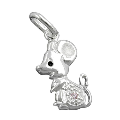 Pendant Mouse Pink Zirconia Silver 925