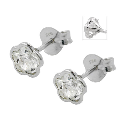 Stud Earrings Flower Zirconia Silver 925