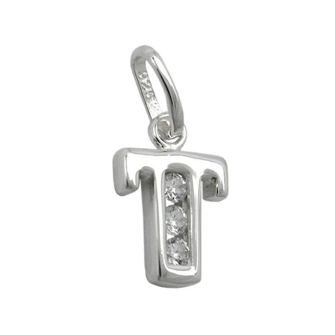 Pendant Initial T With Cz Silver 925
