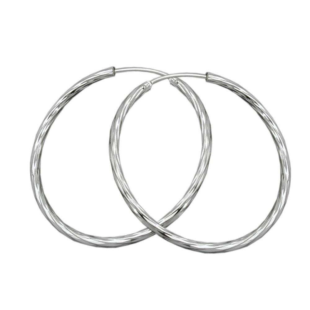 Hoop Earrings 35mm Diamond Cut Silver 925