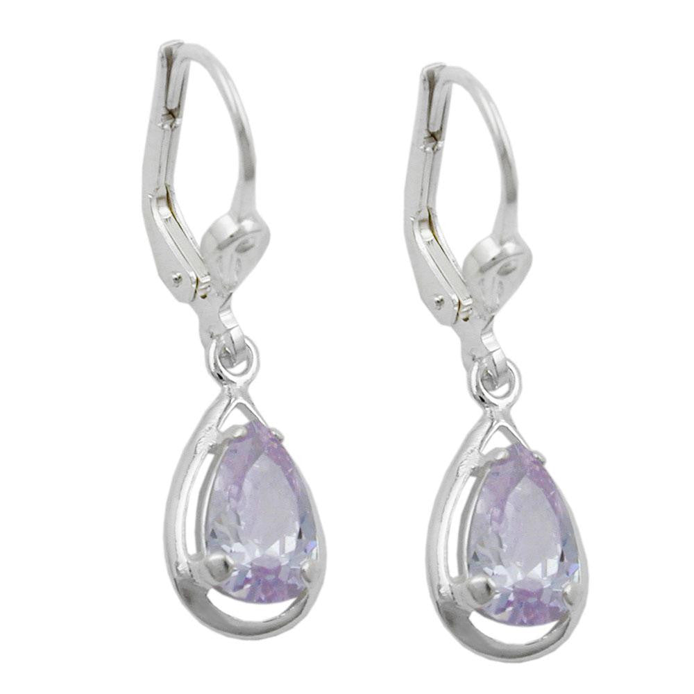 Leverback Earrings Violet Zirconia Silver 925
