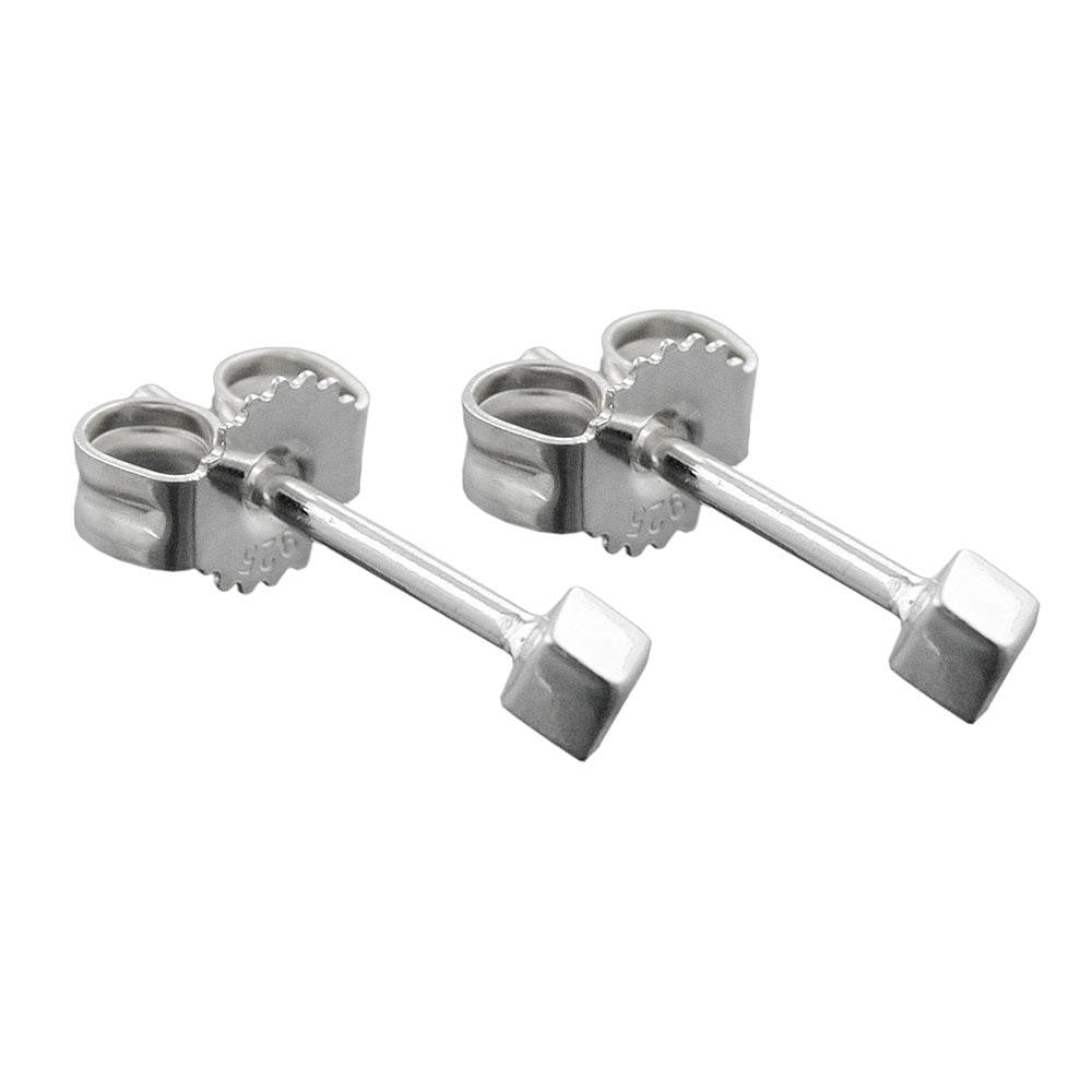 Earrings Small Cube Silver 925