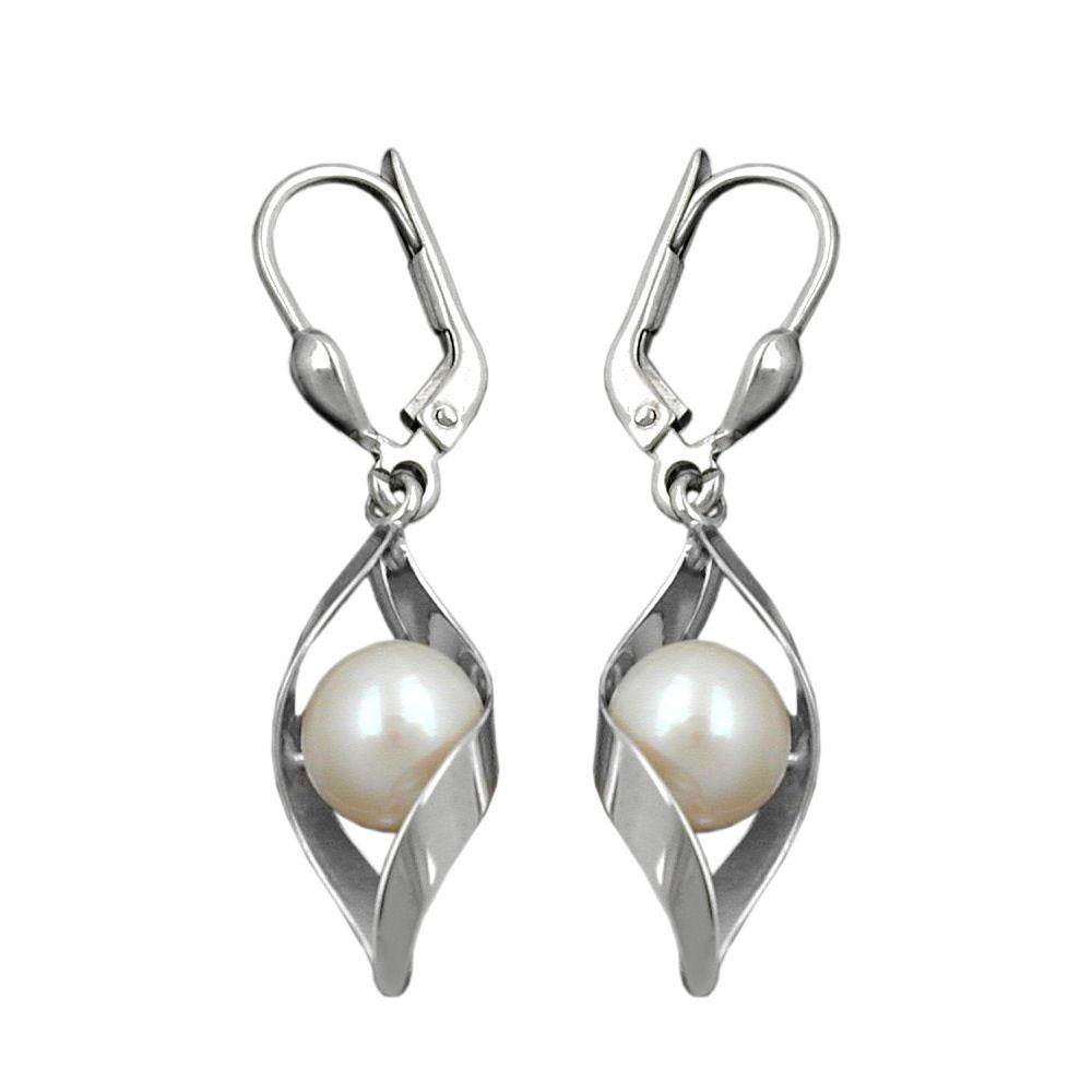 Leverback Earrings Freshwater Bead Silver 925