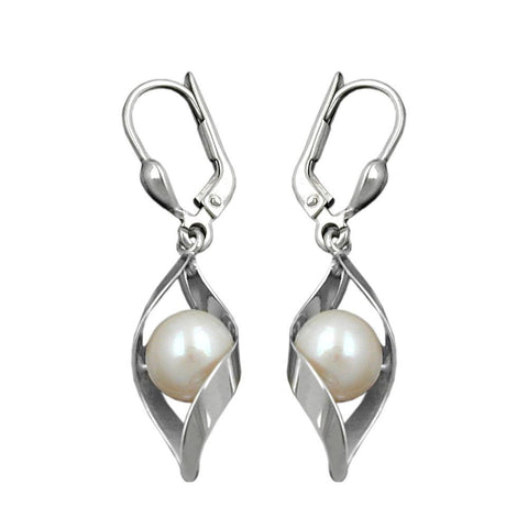 Leverback Earrings Freshwater Bead Silver 925