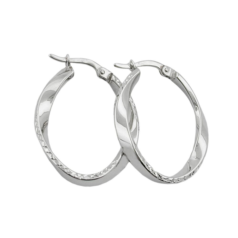 Hoop Earrings Oval & Twisted Silver 925