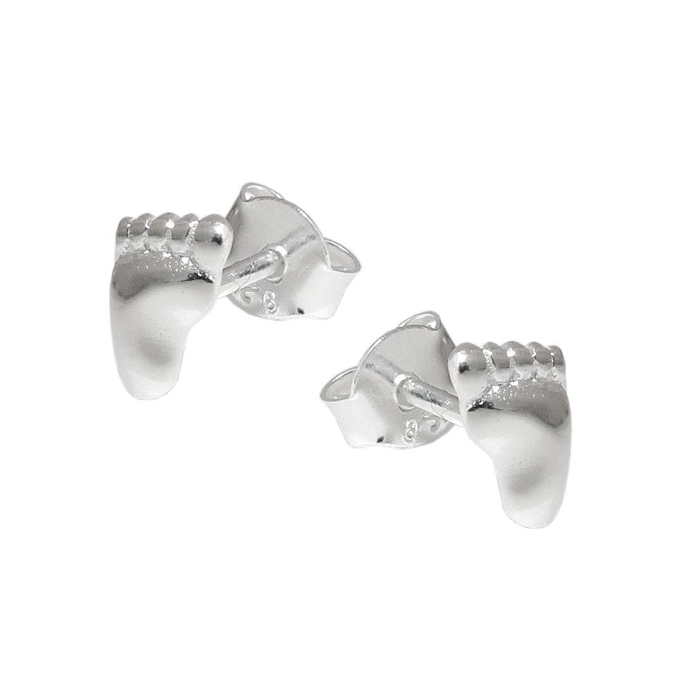 Stud Earrings Right & Left Foot Silver 925
