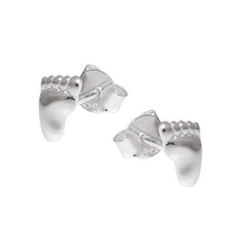 Stud Earrings Right & Left Foot Silver 925
