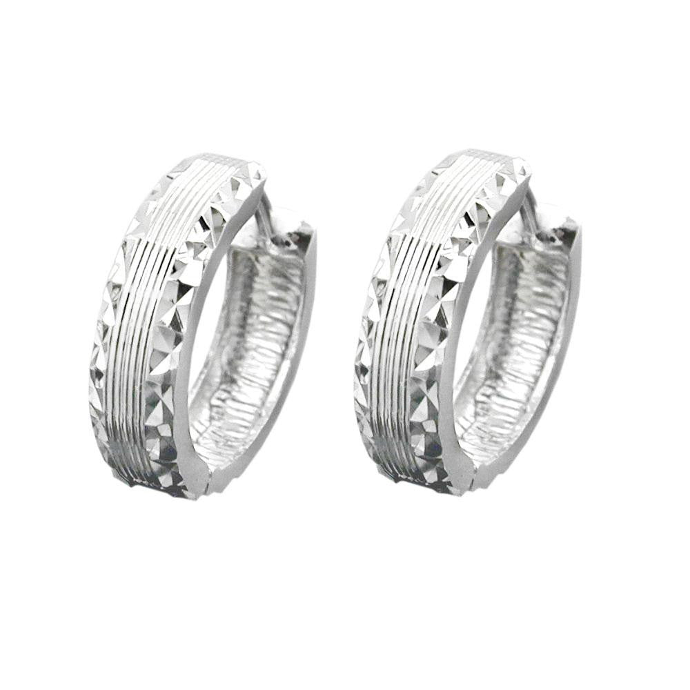 Hoop Earrings Diamond Cut Silver 925