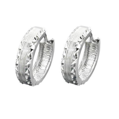 Hoop Earrings Diamond Cut Silver 925