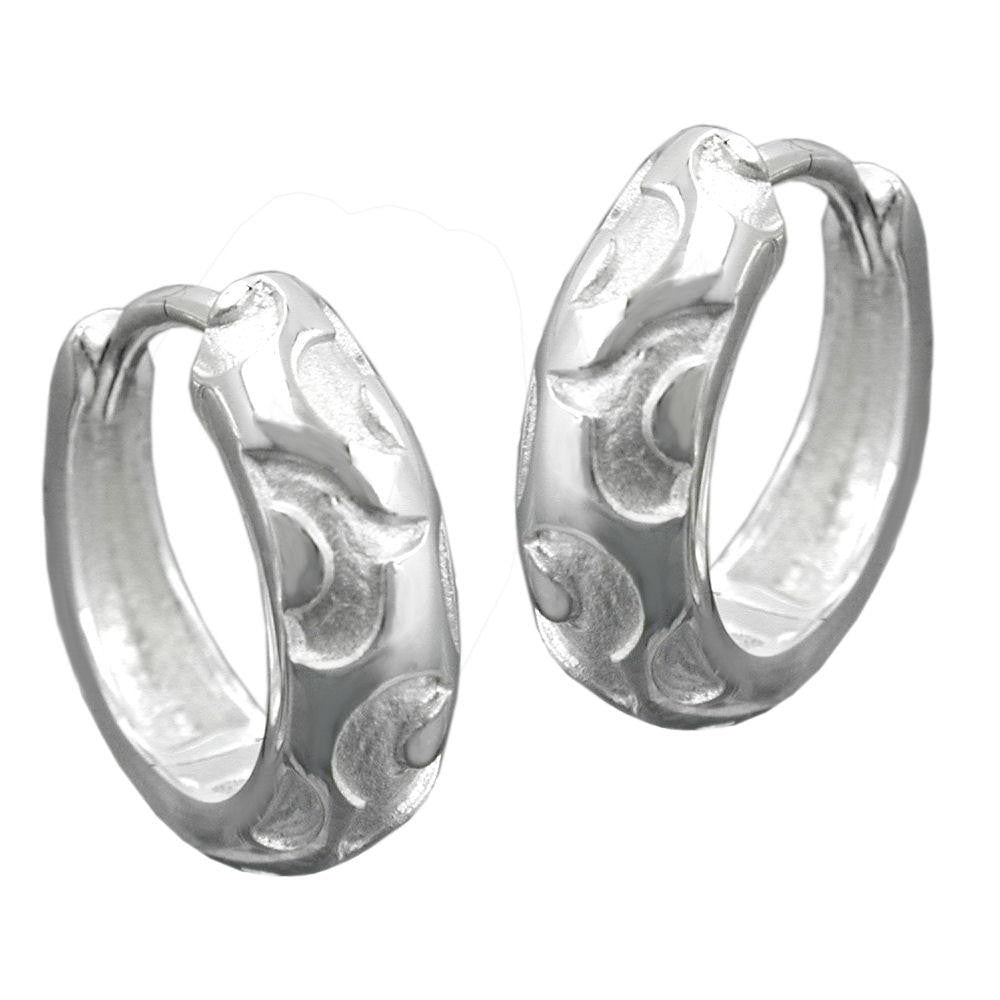Hoop Earrings Matt-polished Silver 925