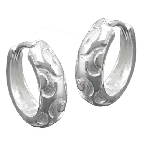 Hoop Earrings Matt-polished Silver 925
