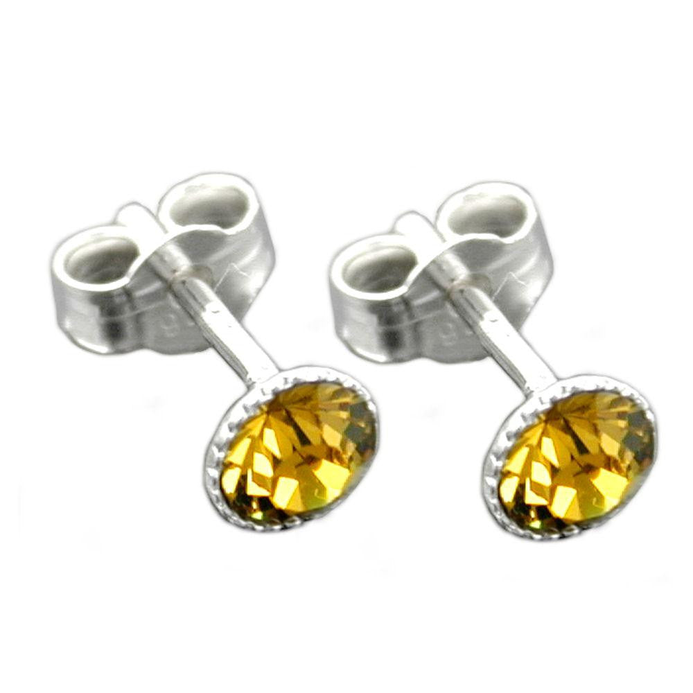 Stud Earrings Crystal Lime Silver 925