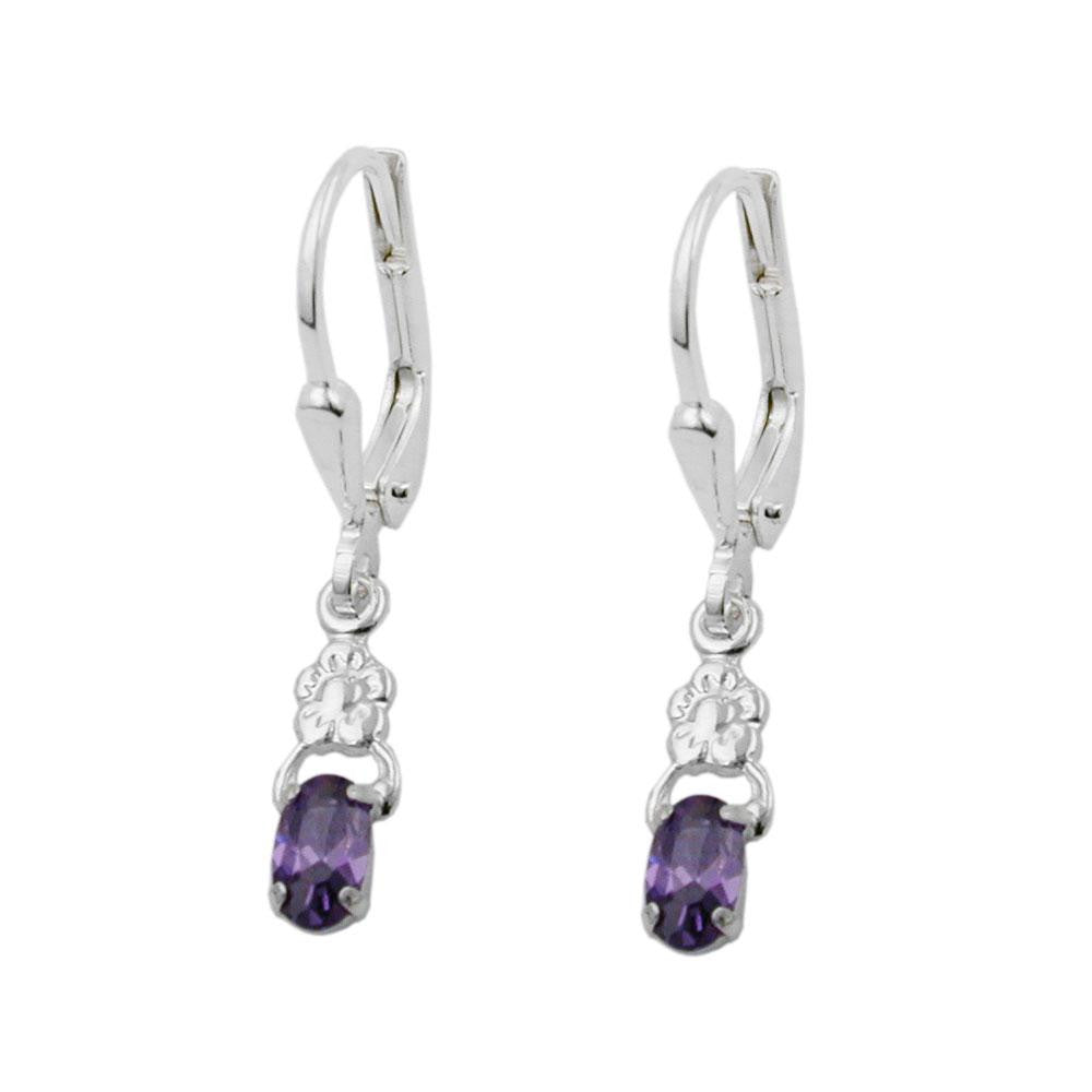 Leverback Earrings Amethyst & Flower Silver 925