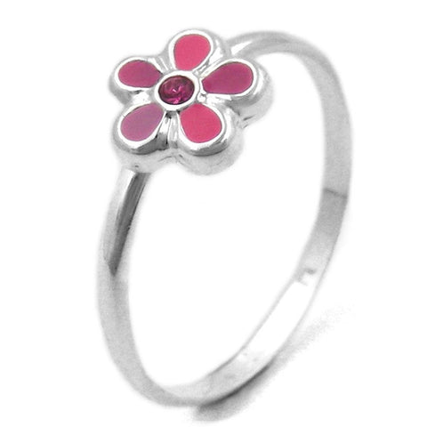 Ring, Pink Flower, Silver 925