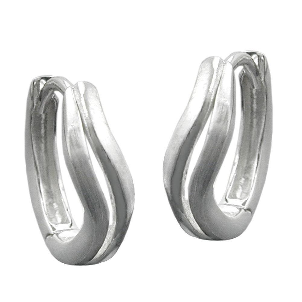 Hoop Earrings Matt-polished Silver 925
